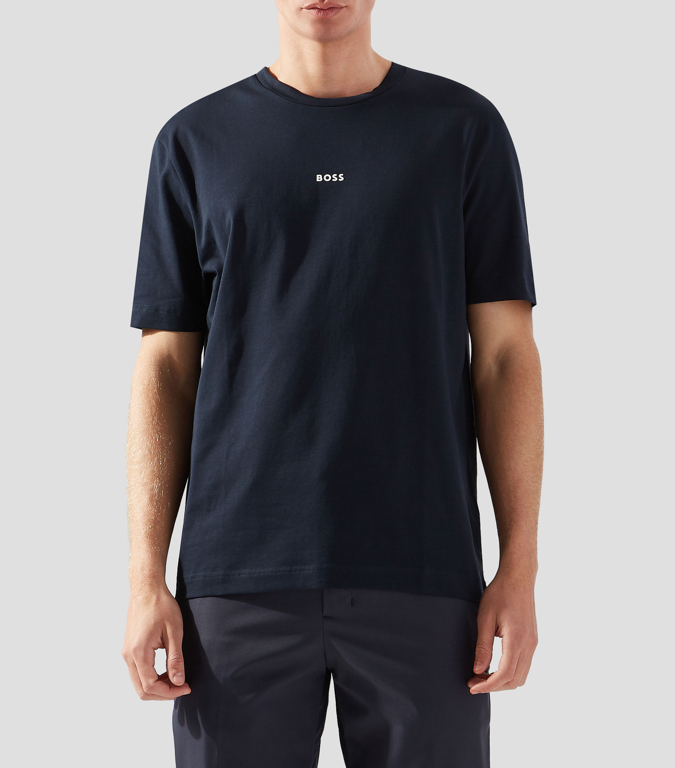 Playera cuello redondo manga corta con logo Hombre